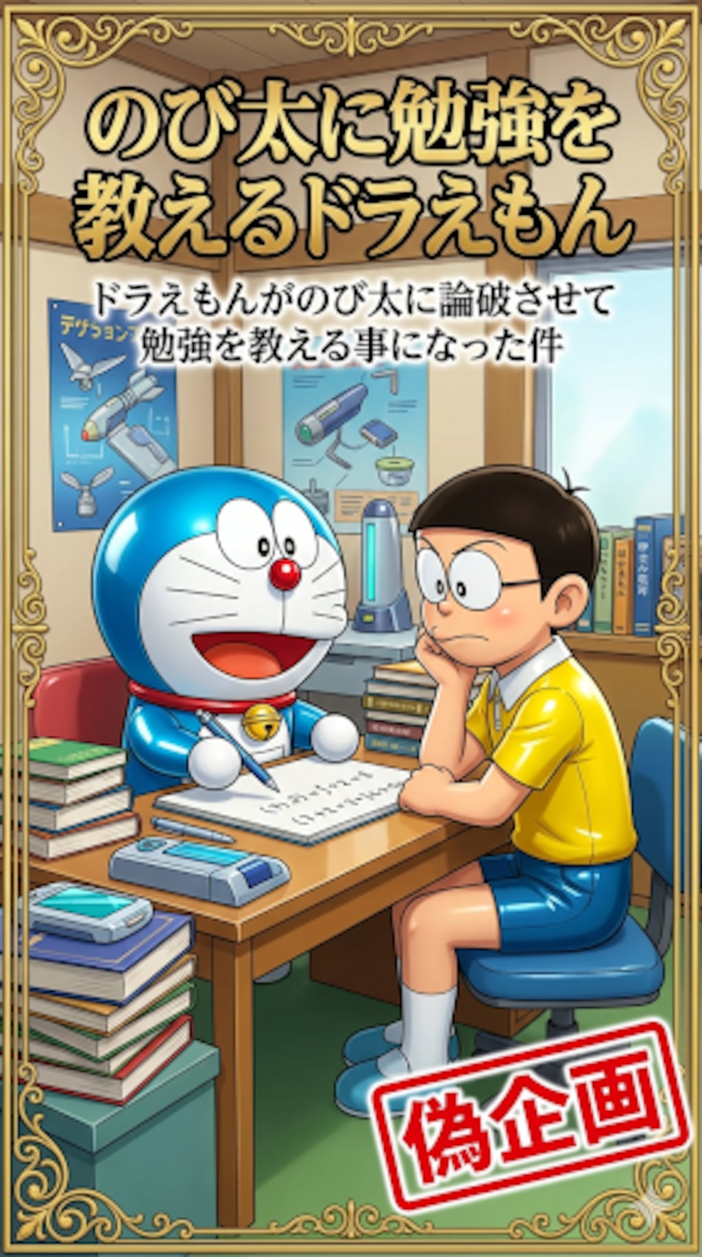 のび太に勉強を教えるドラえもん