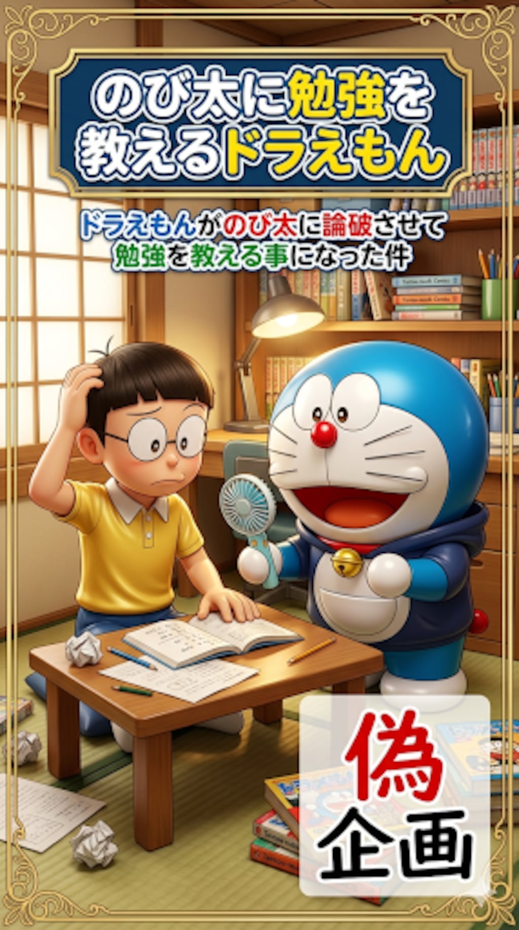 のび太に勉強を教えるドラえもん