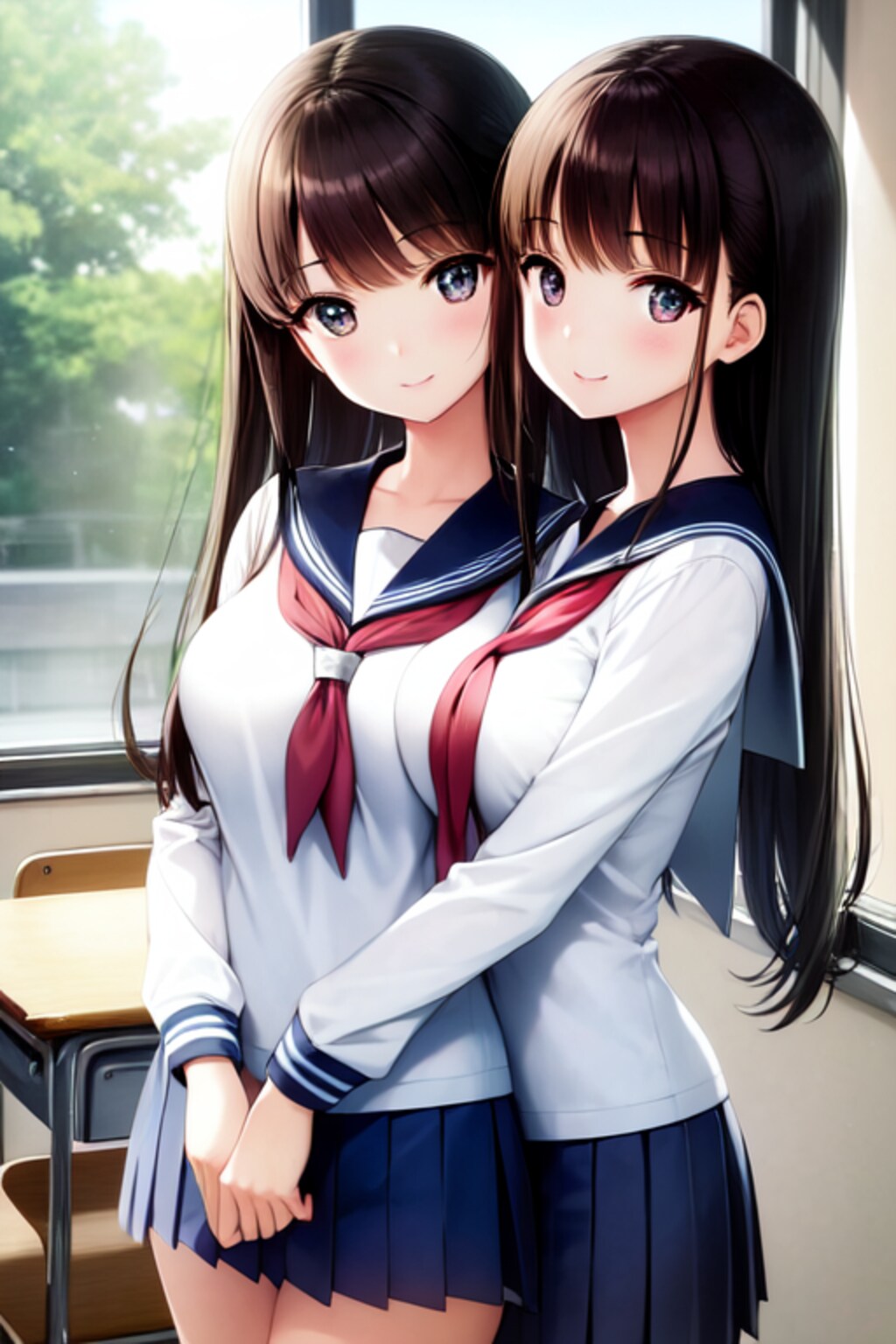 双子のセーラー女子高生