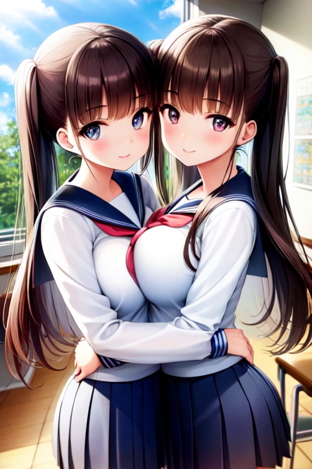 双子のセーラー女子高生