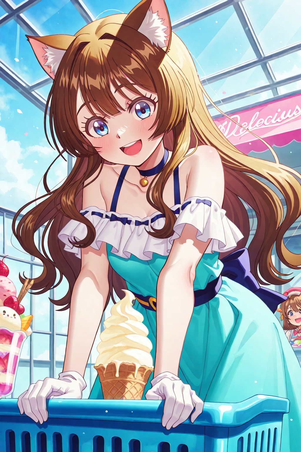 ソフトクリームとねこ耳少女