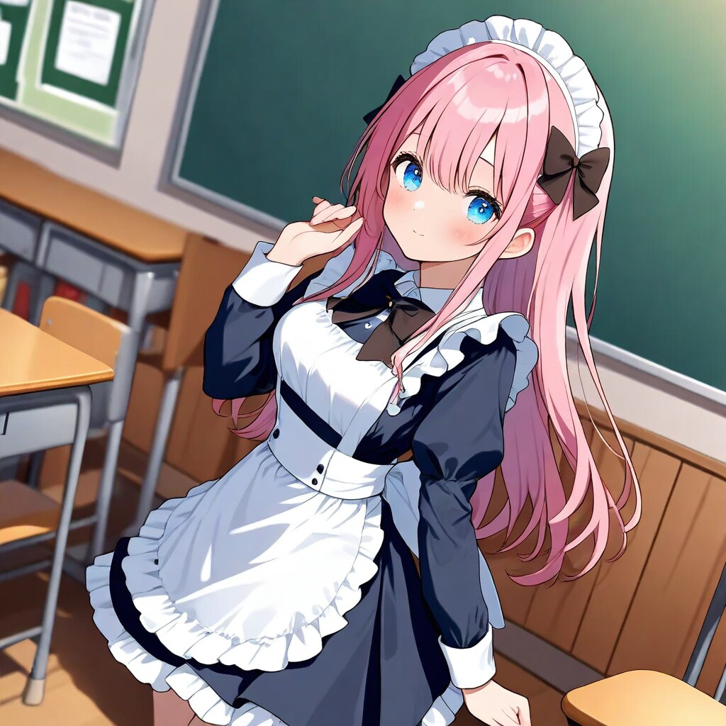 文化祭、メイドの姿で