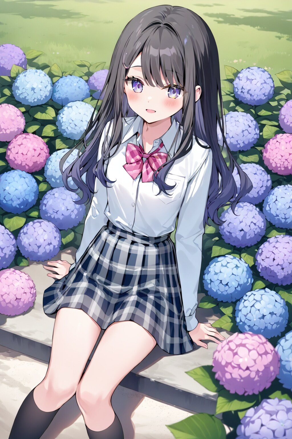 紫陽花の咲く公園にて