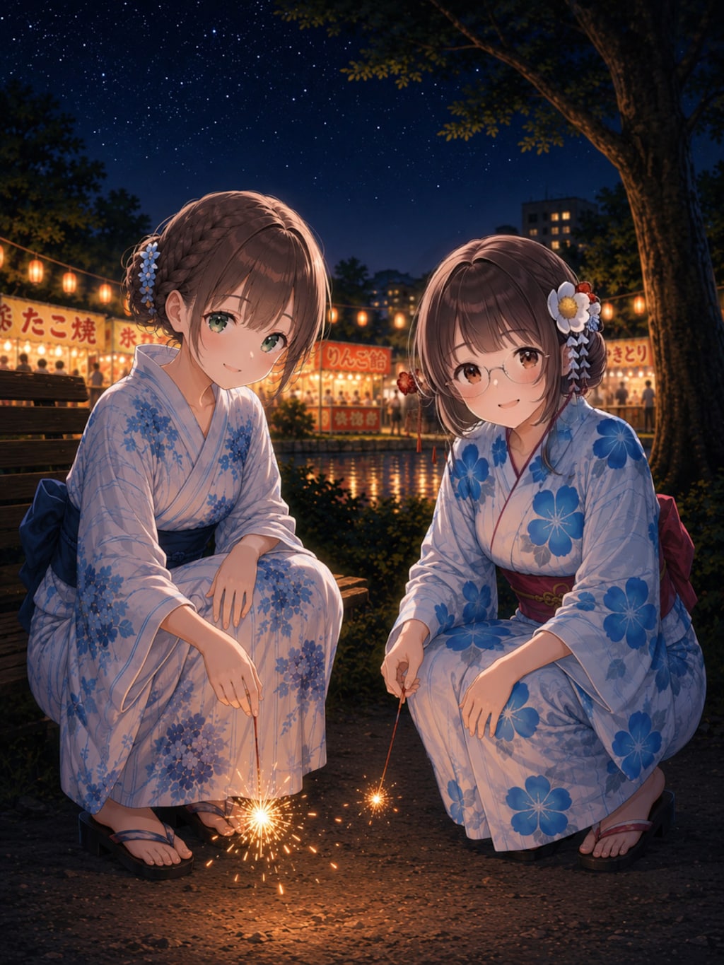 からあげちゃんと線香花火♪