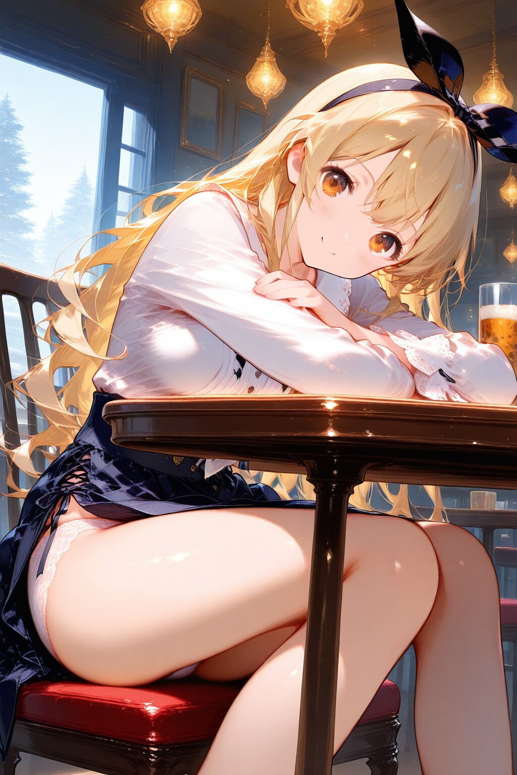 隣の席で飲んでる子と目が合う