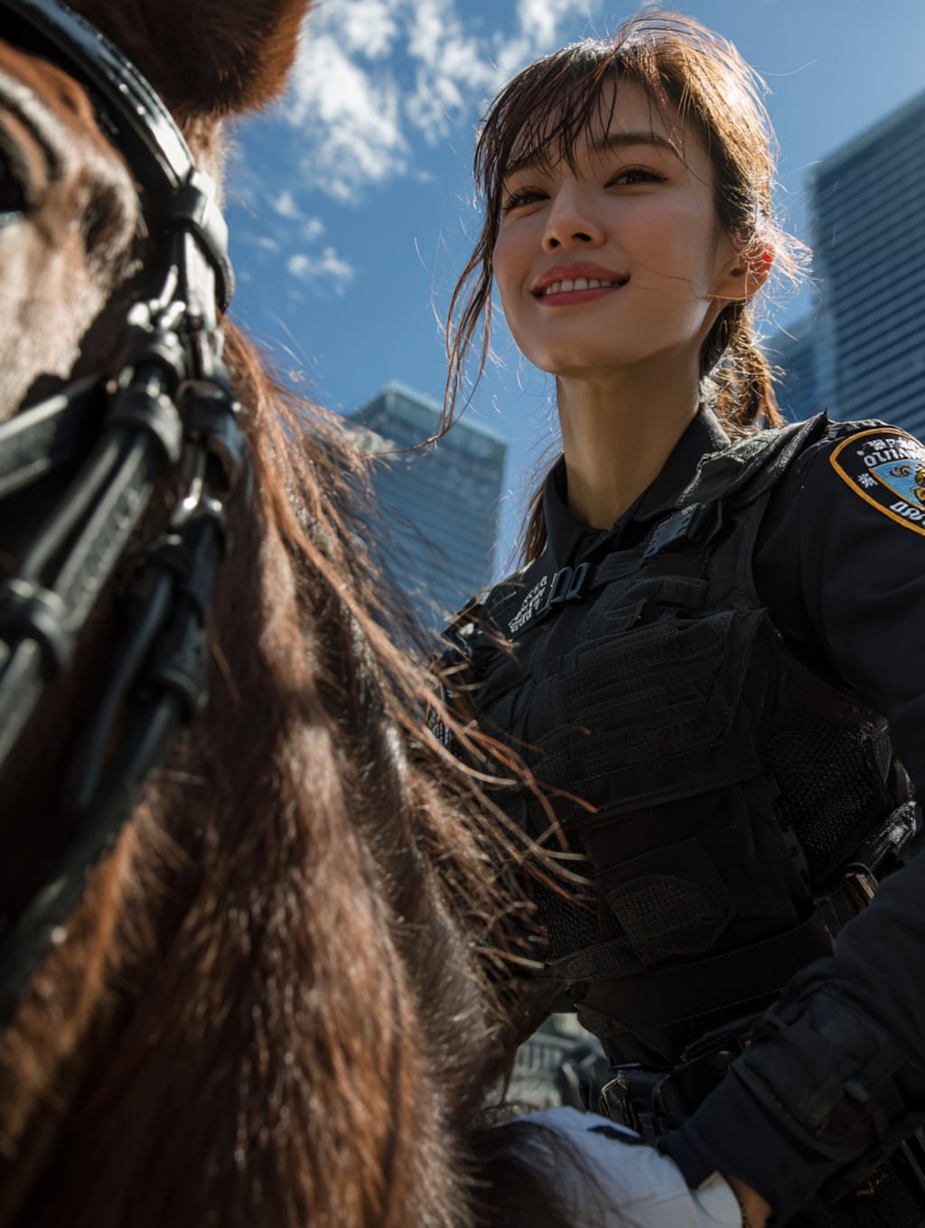 騎馬警官体験中の執事ちゃん