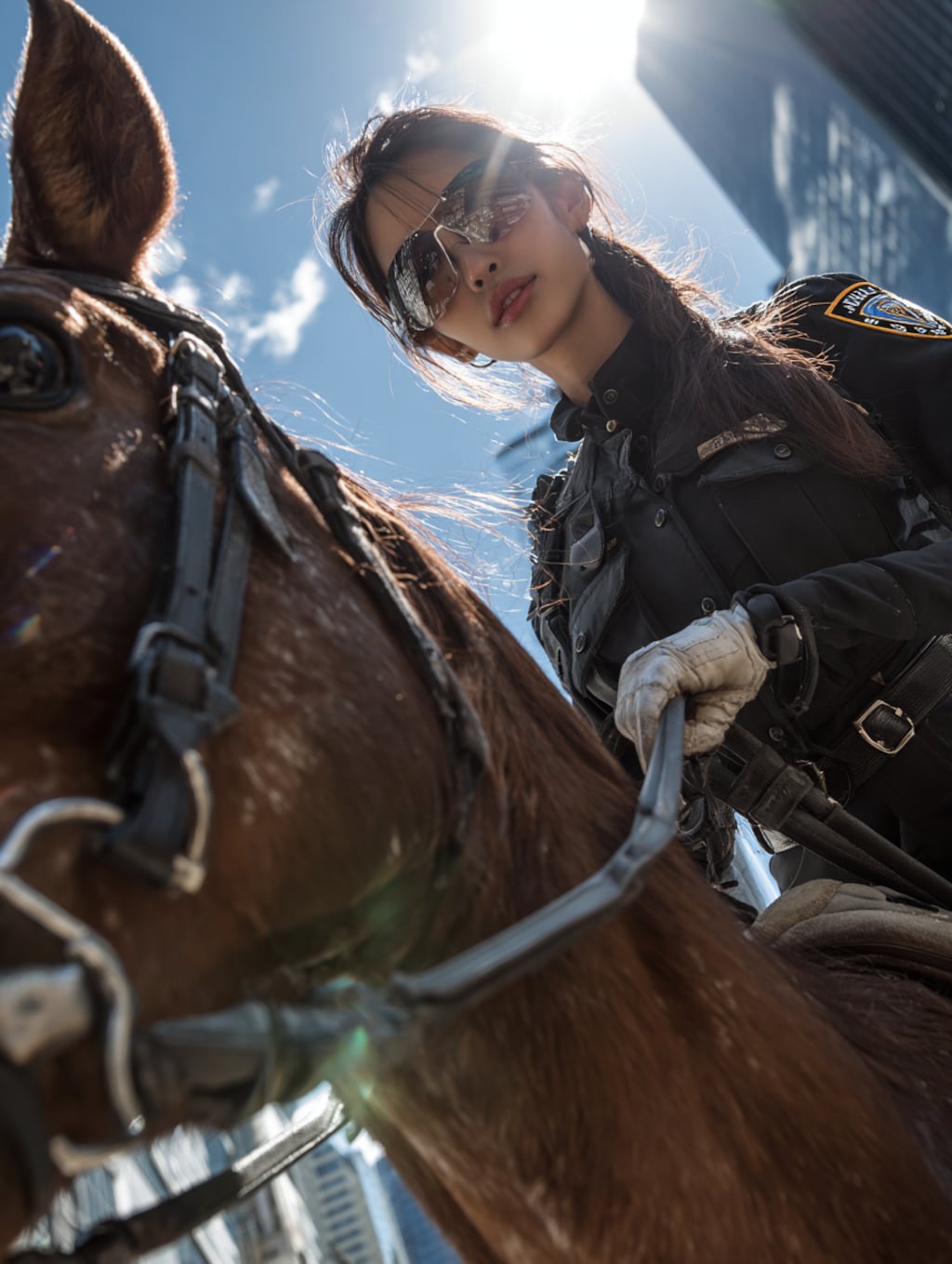 騎馬警官体験中の執事ちゃん