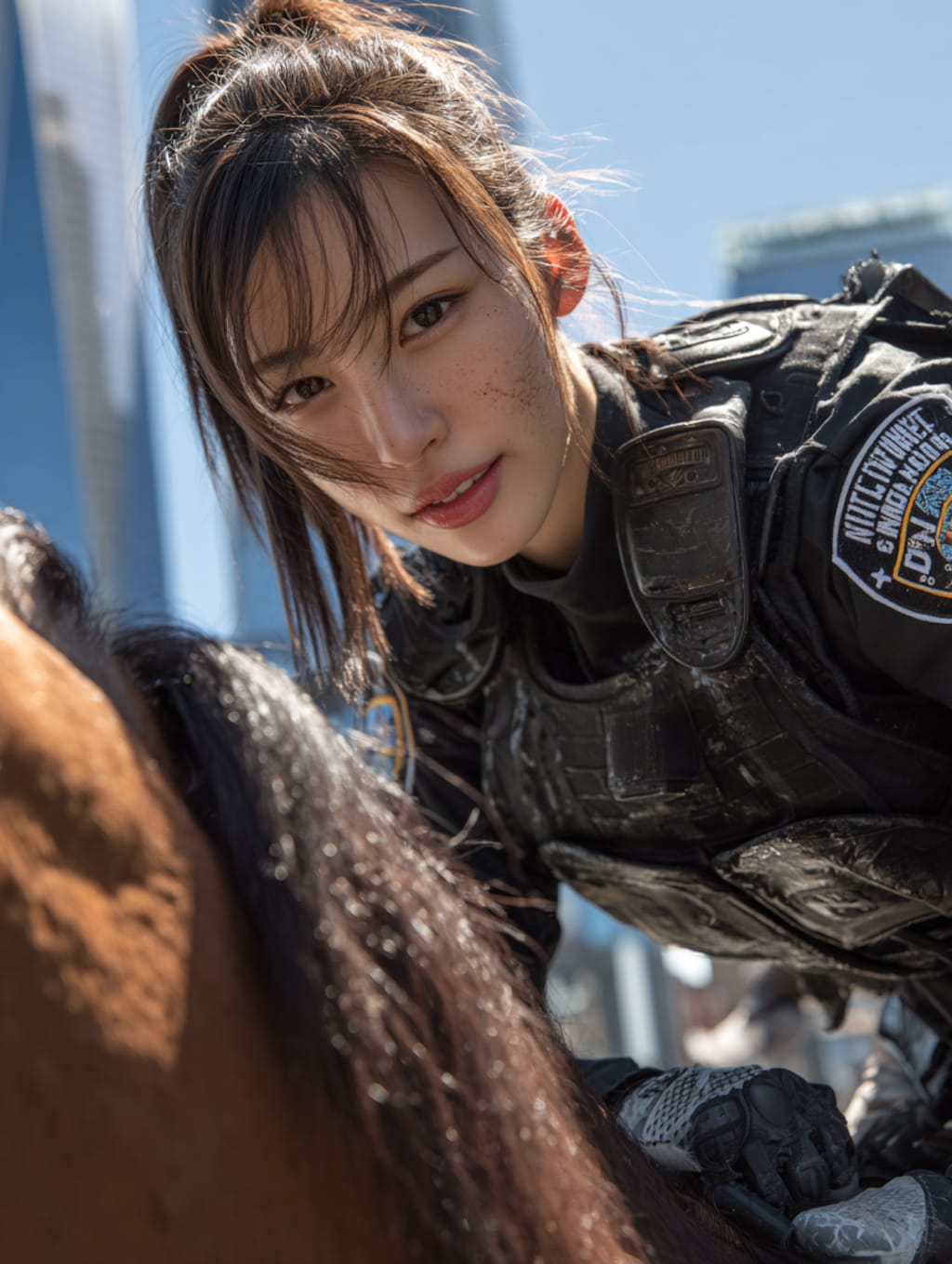 騎馬警官体験中の執事ちゃん