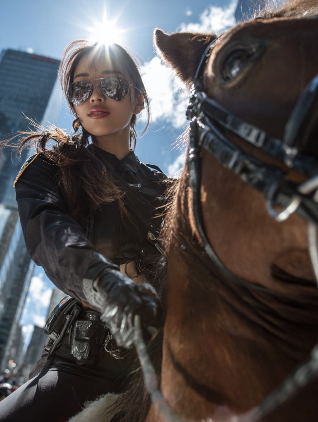 騎馬警官体験中の執事ちゃん