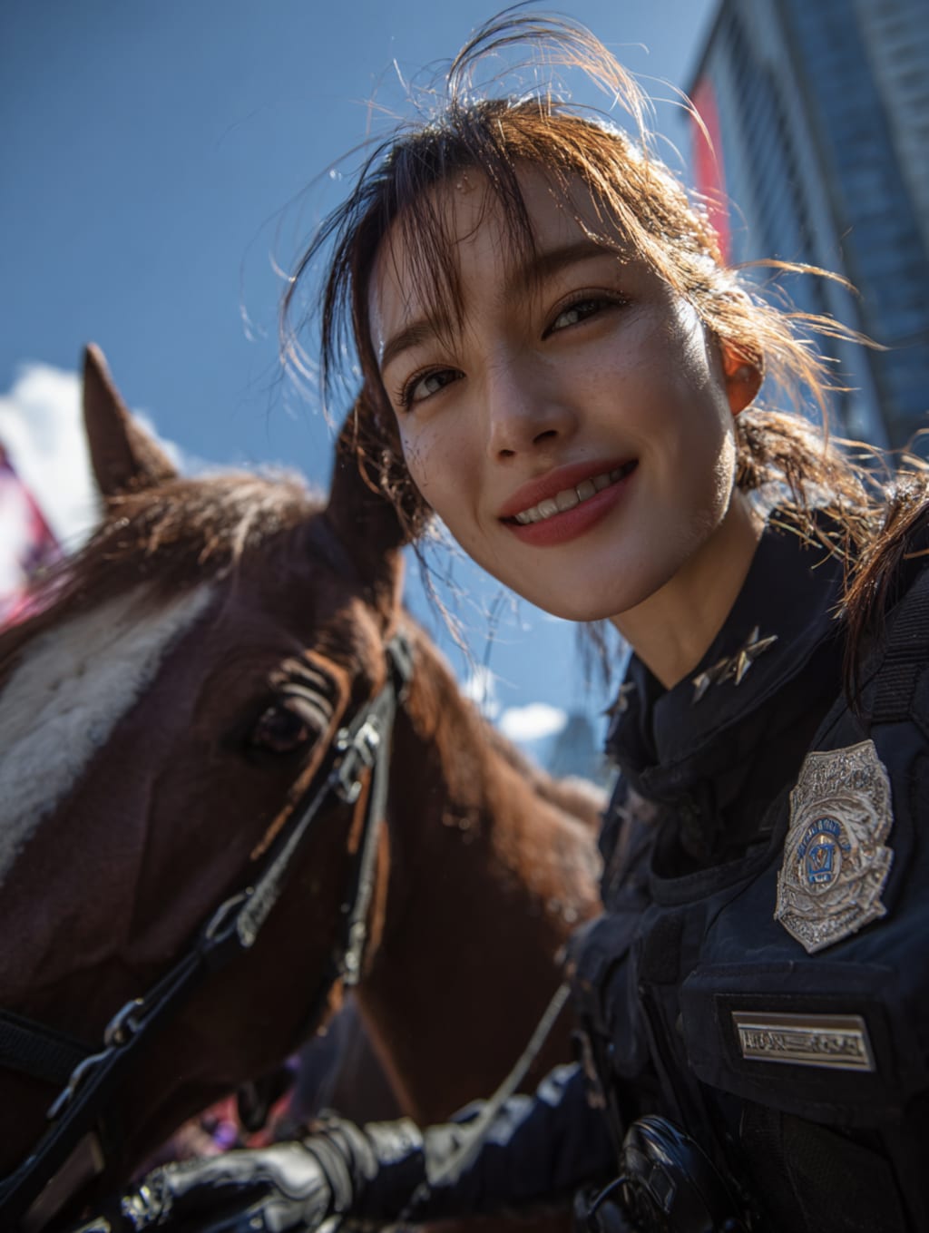 騎馬警官体験中の執事ちゃん