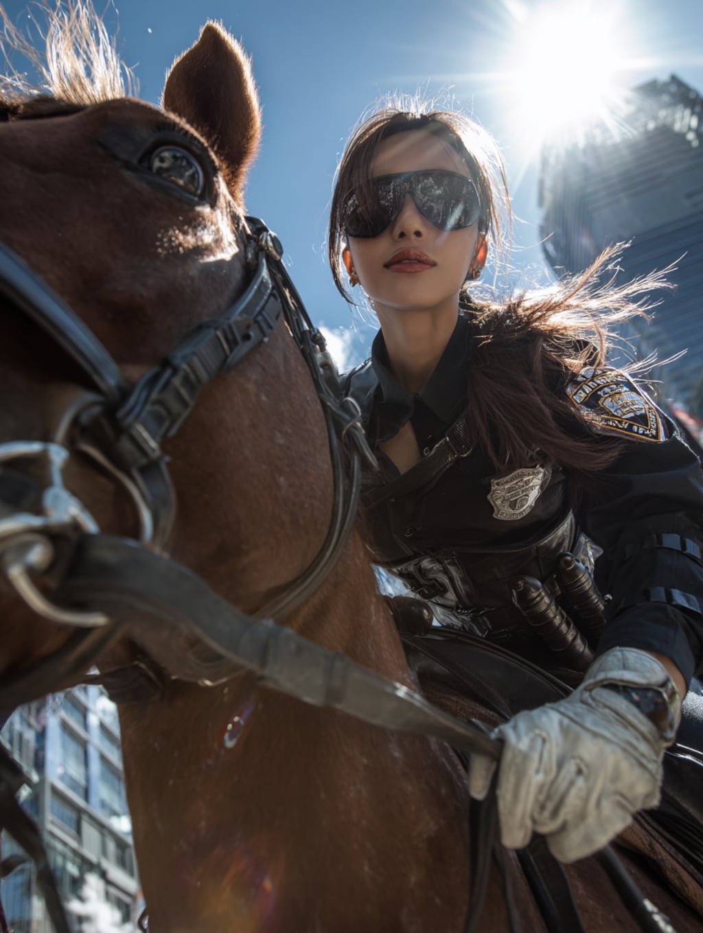 騎馬警官体験中の執事ちゃん