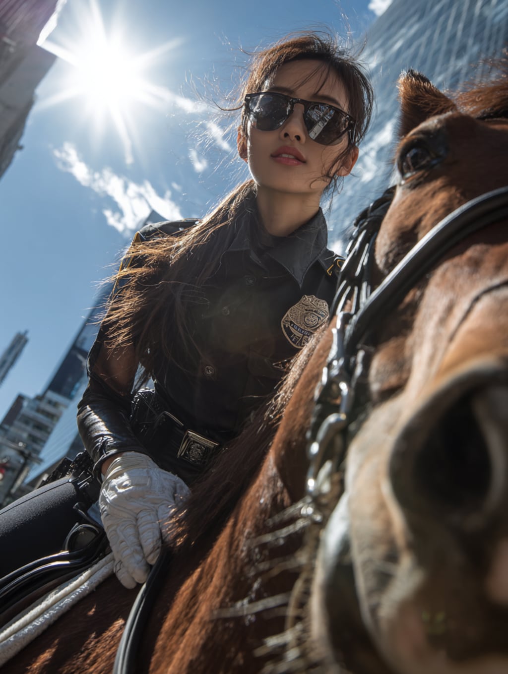 騎馬警官体験中の執事ちゃん
