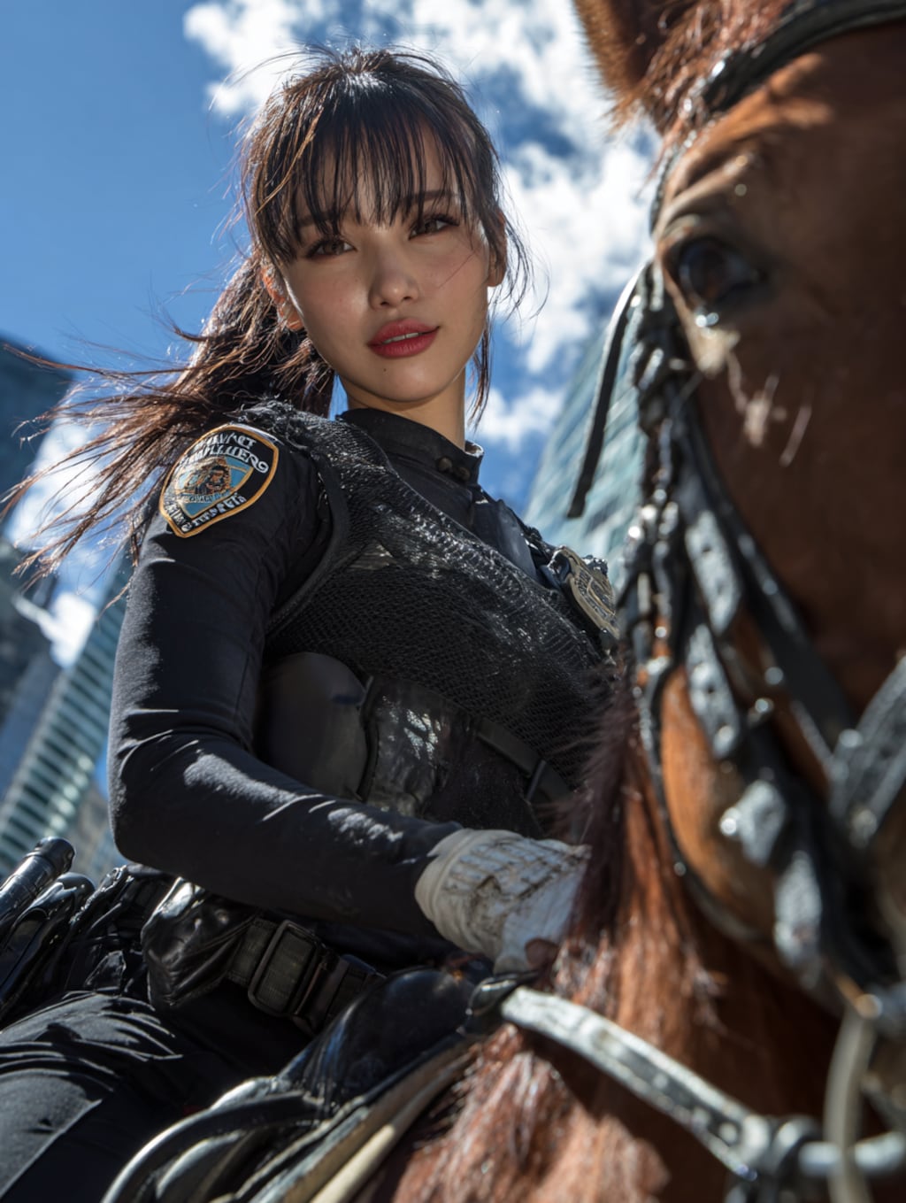 騎馬警官体験中の執事ちゃん