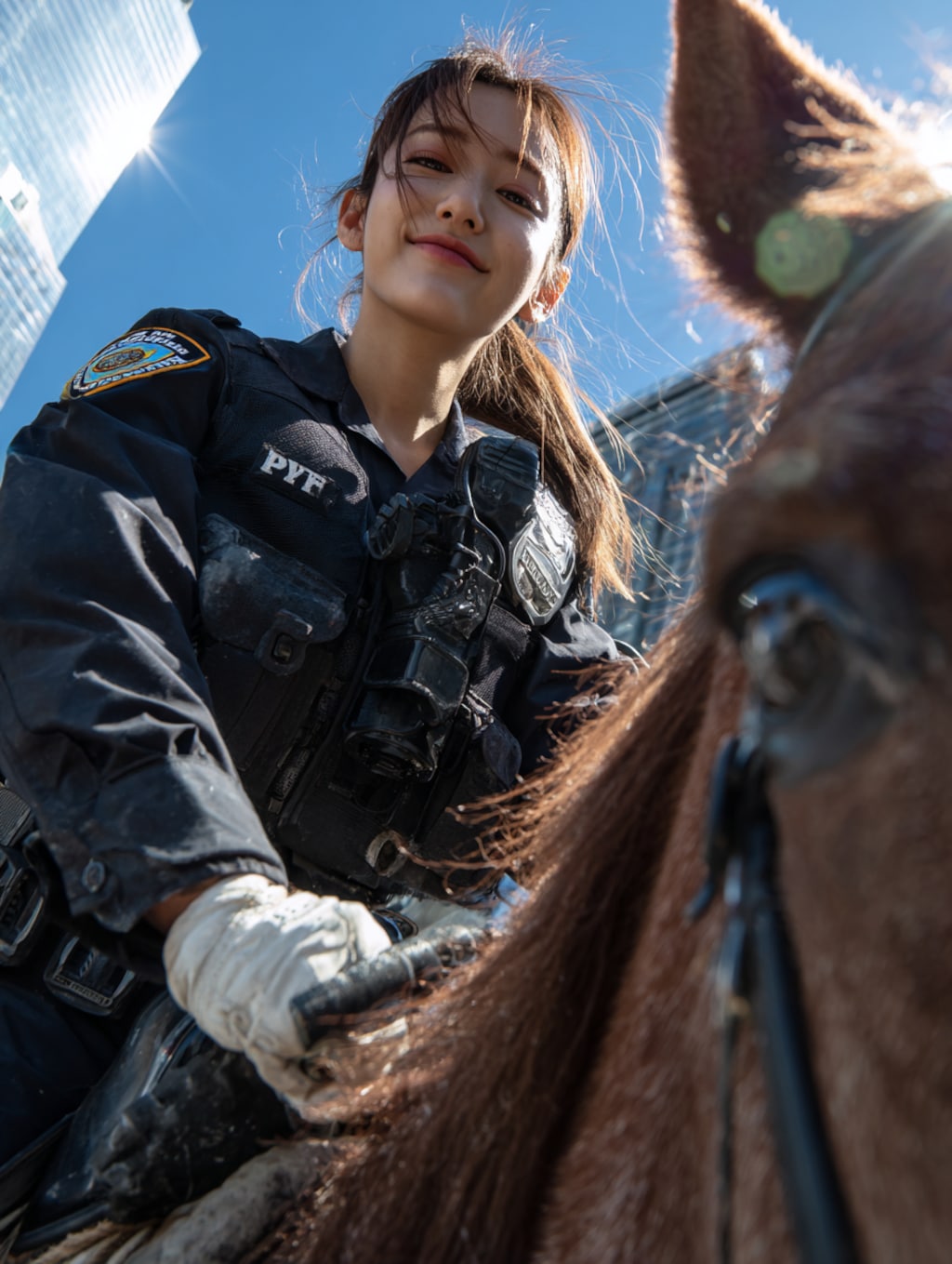 騎馬警官体験中の執事ちゃん