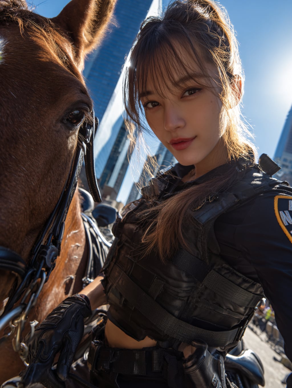 騎馬警官体験中の執事ちゃん