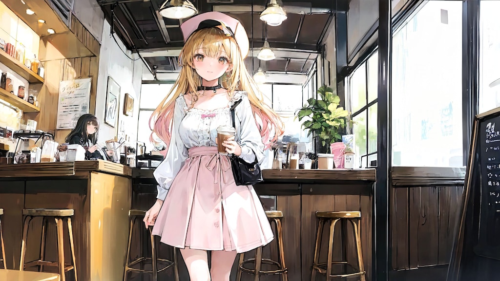 カフェでラテを。2