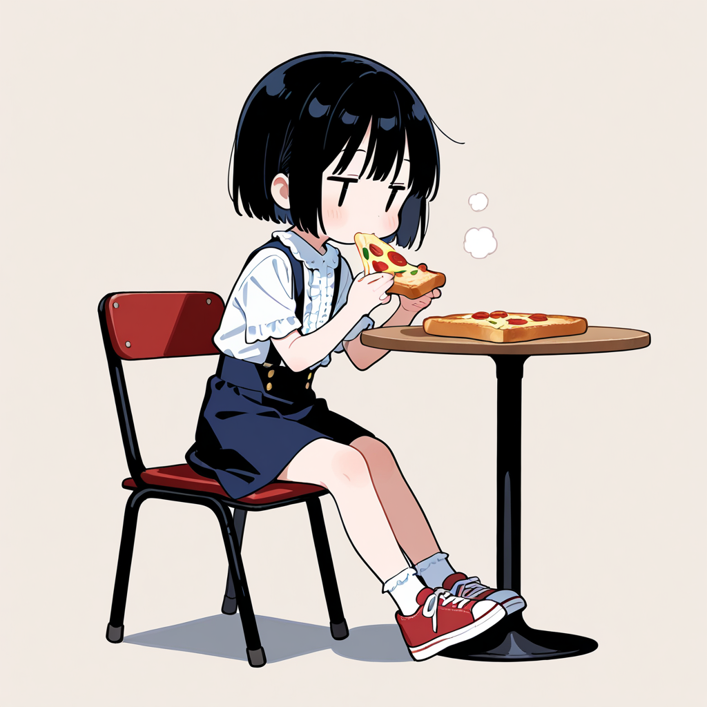 ピザトーストを食べる