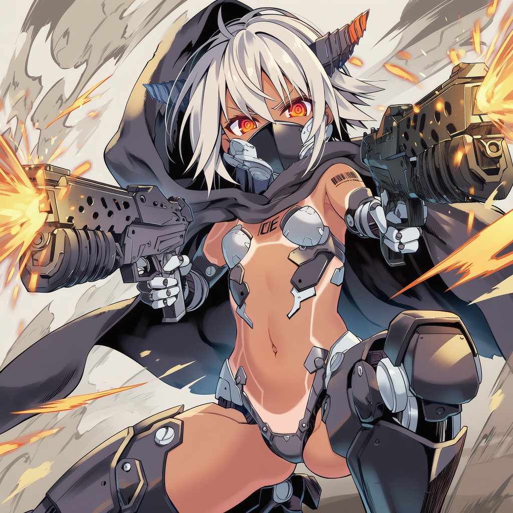 メカ娘、二丁銃