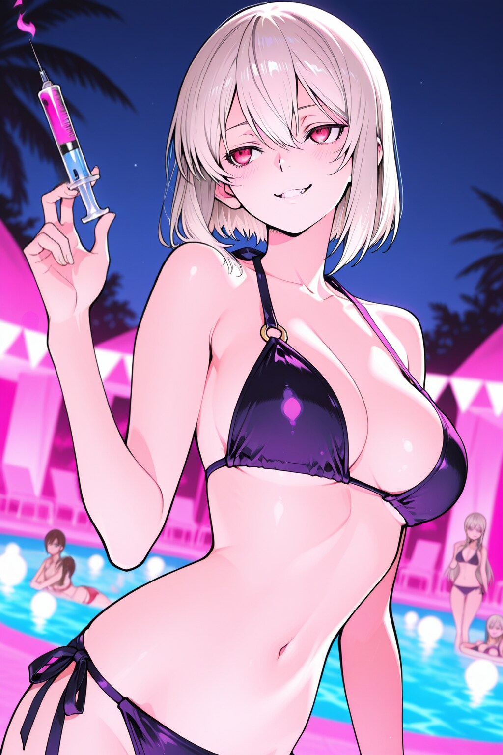 リケ女娘のナイトプールで実験👙💉🌃❤️