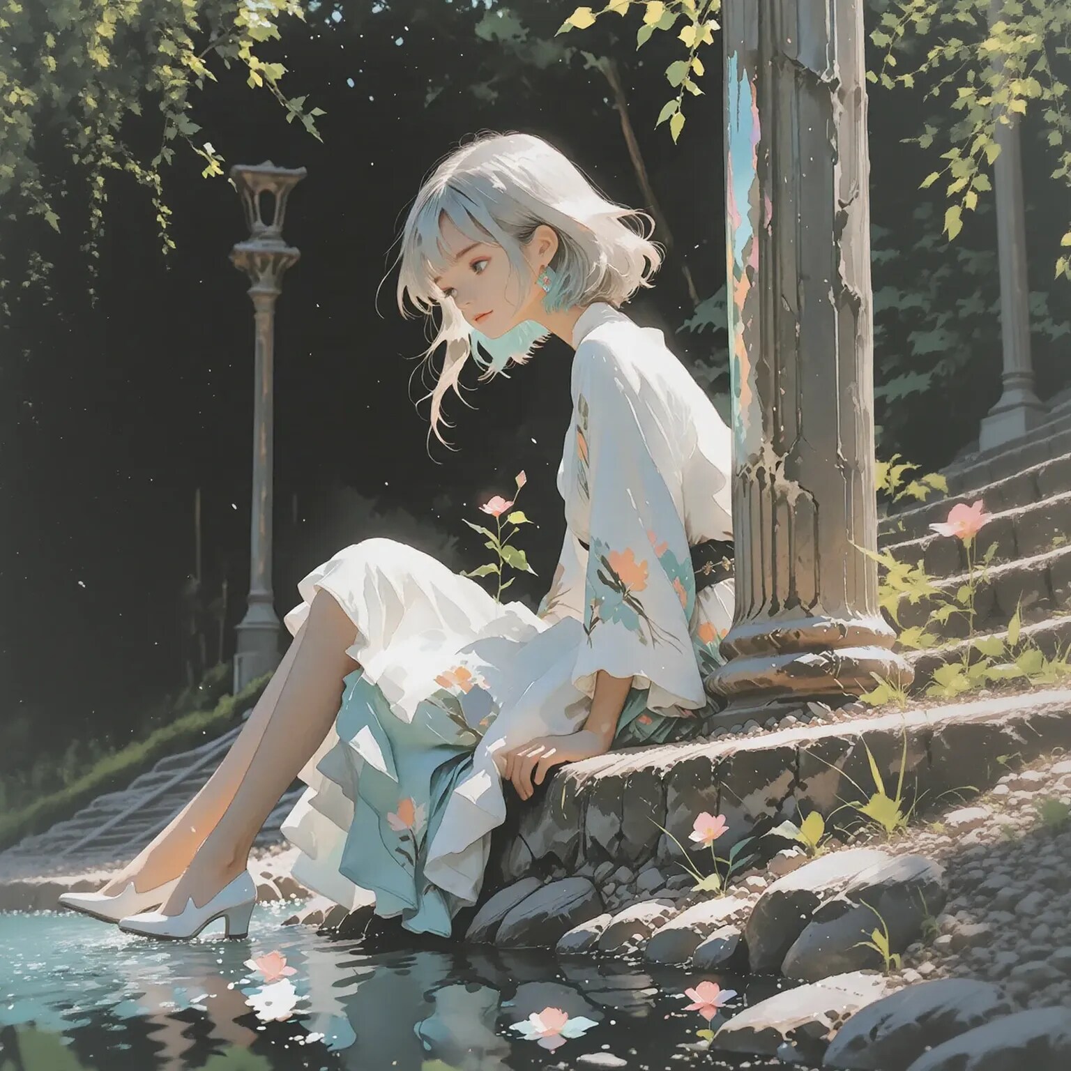 水辺にて