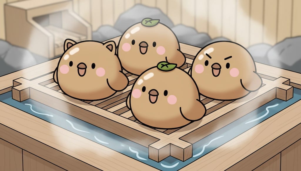 インコの温泉まんじゅう