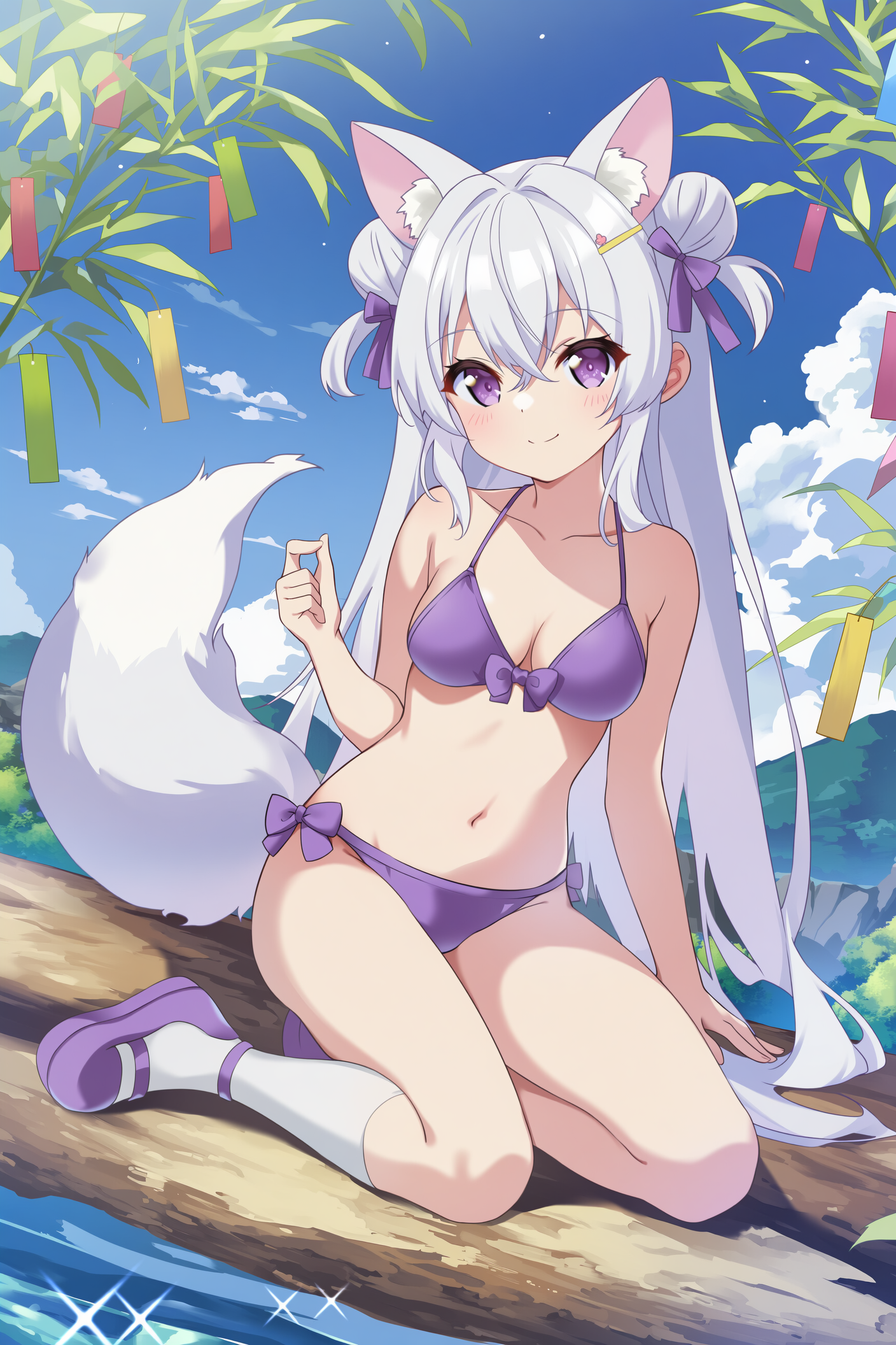 七夕にビキニのケモミミさん