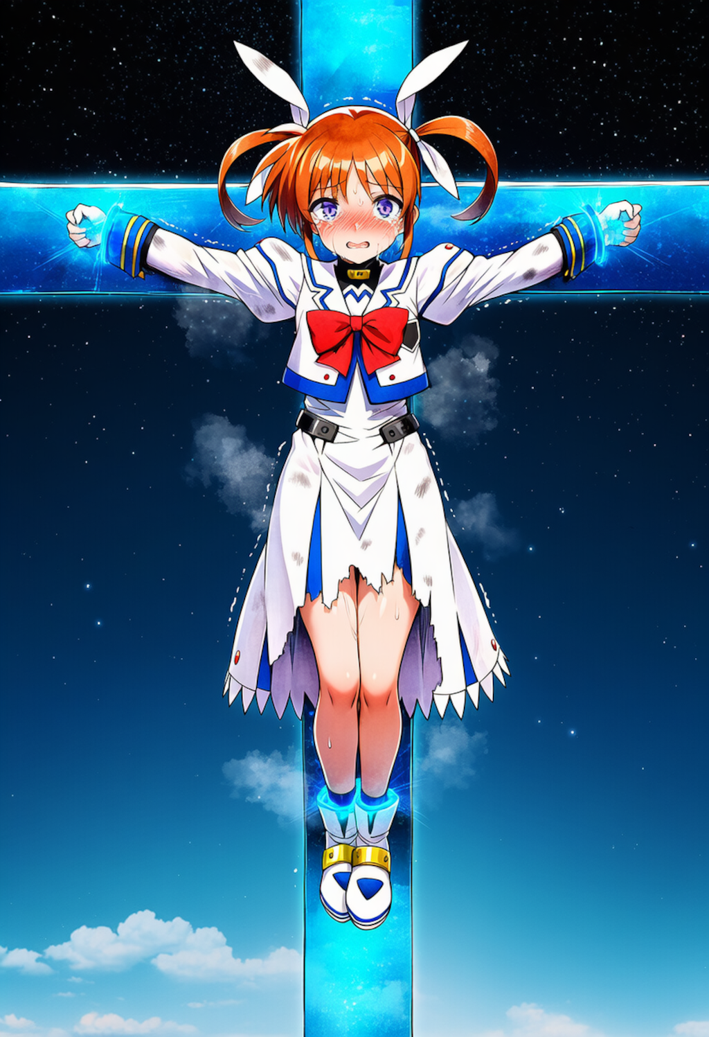 拘束魔法で磔にされた高町○のはと○ェイト・テスタロッサ