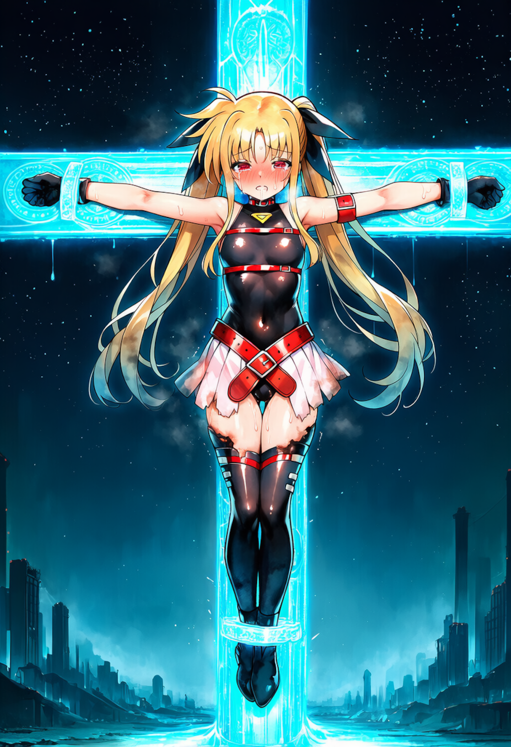 拘束魔法で磔にされた高町○のはと○ェイト・テスタロッサ