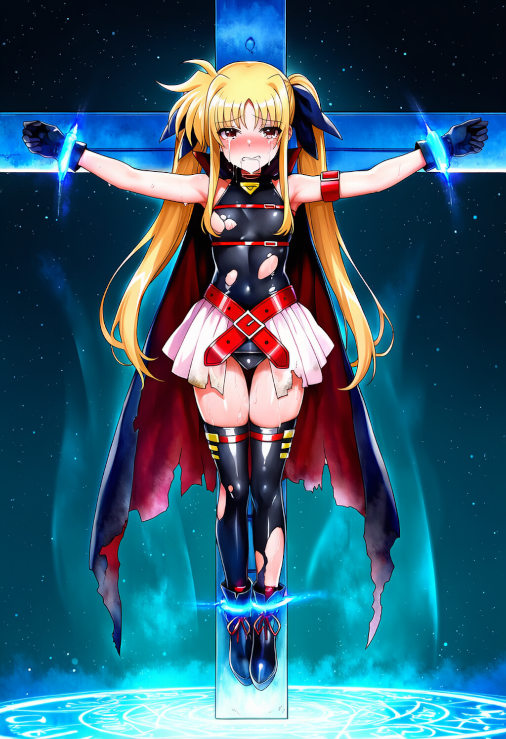 拘束魔法で磔にされた高町○のはと○ェイト・テスタロッサ