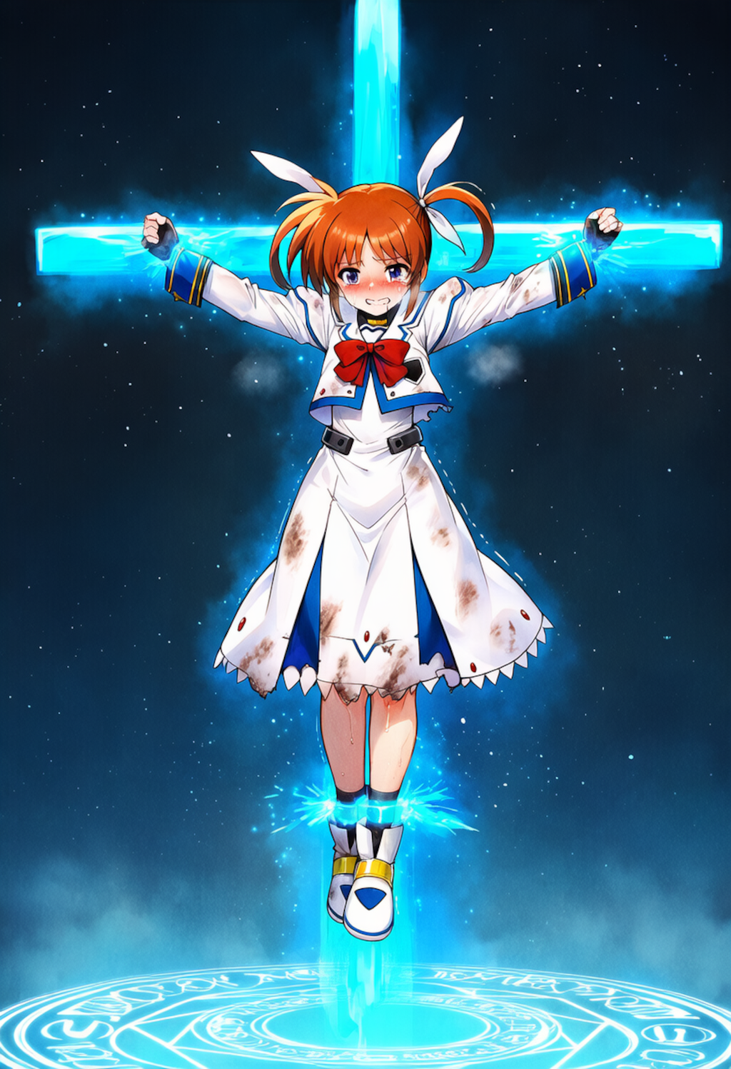 拘束魔法で磔にされた高町○のはと○ェイト・テスタロッサ