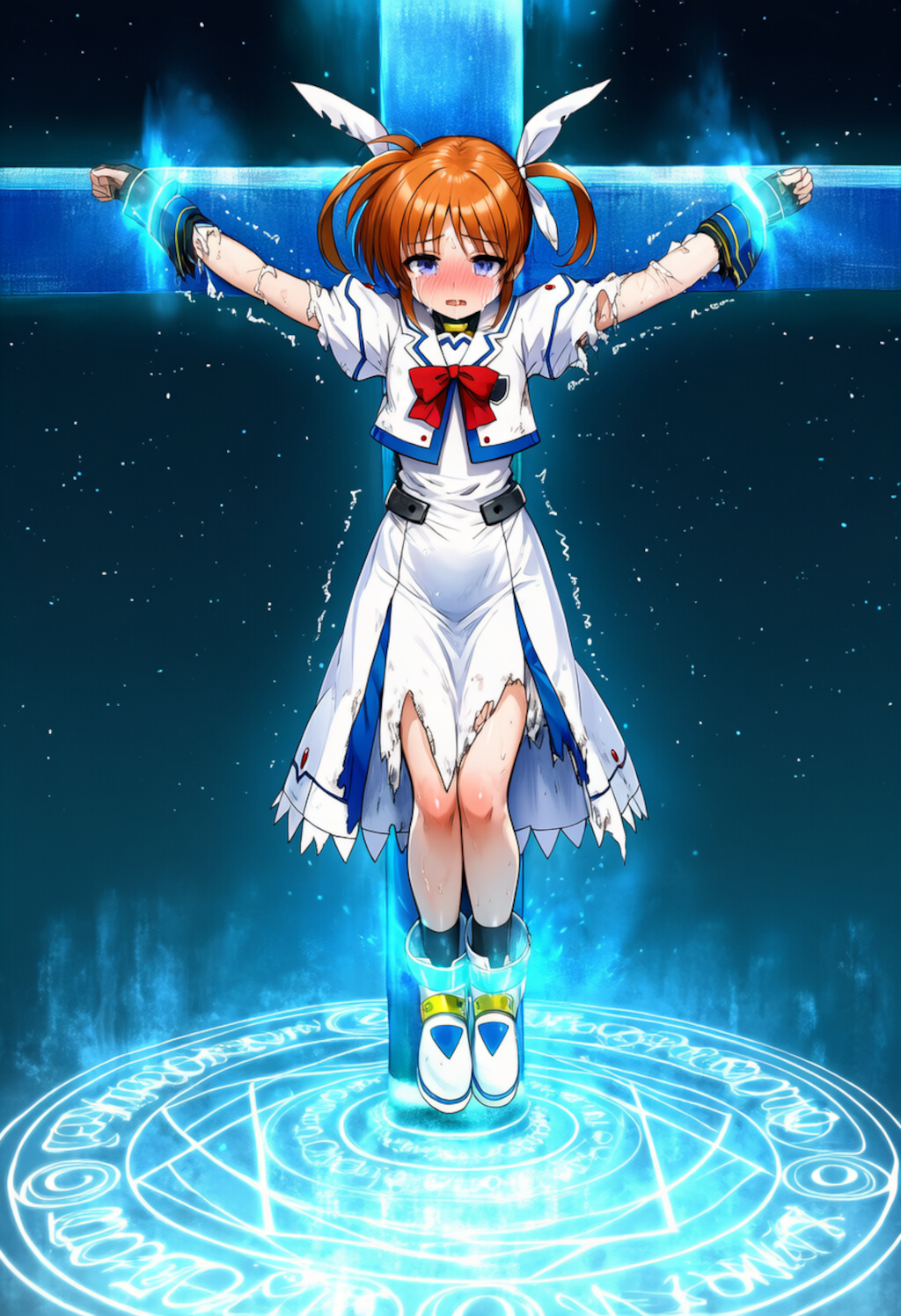 拘束魔法で磔にされた高町○のはと○ェイト・テスタロッサ