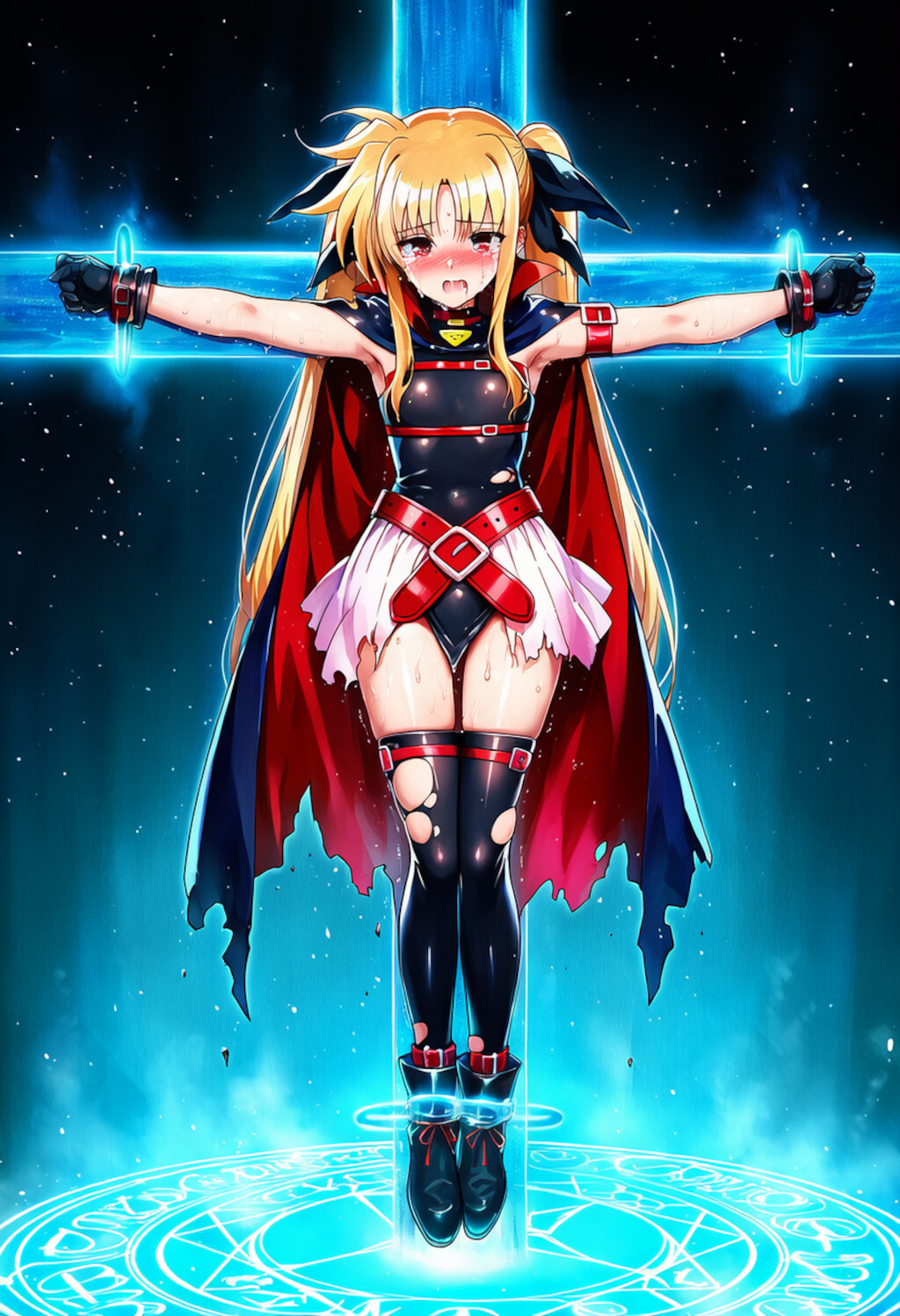 拘束魔法で磔にされた高町○のはと○ェイト・テスタロッサ