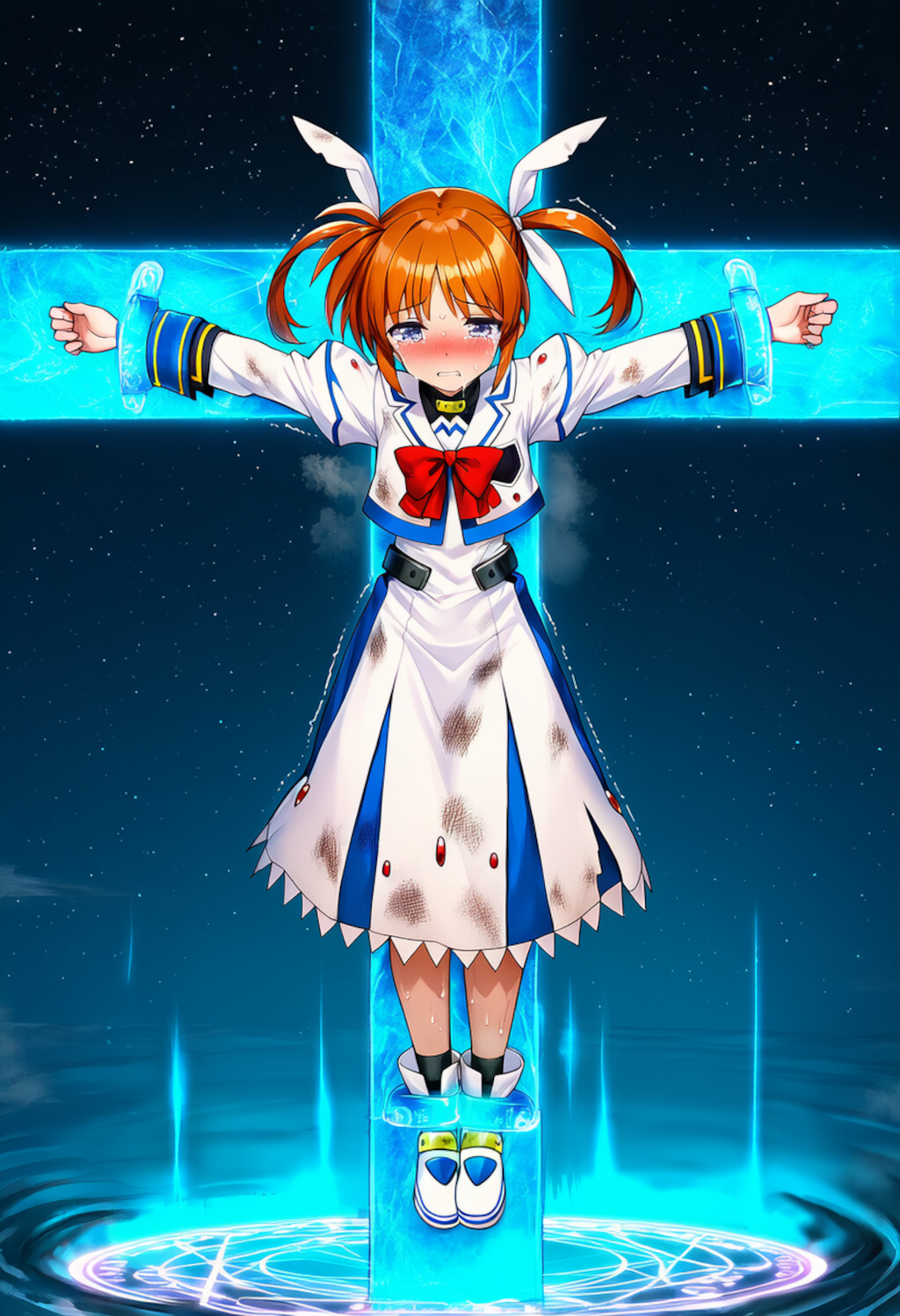 拘束魔法で磔にされた高町○のはと○ェイト・テスタロッサ