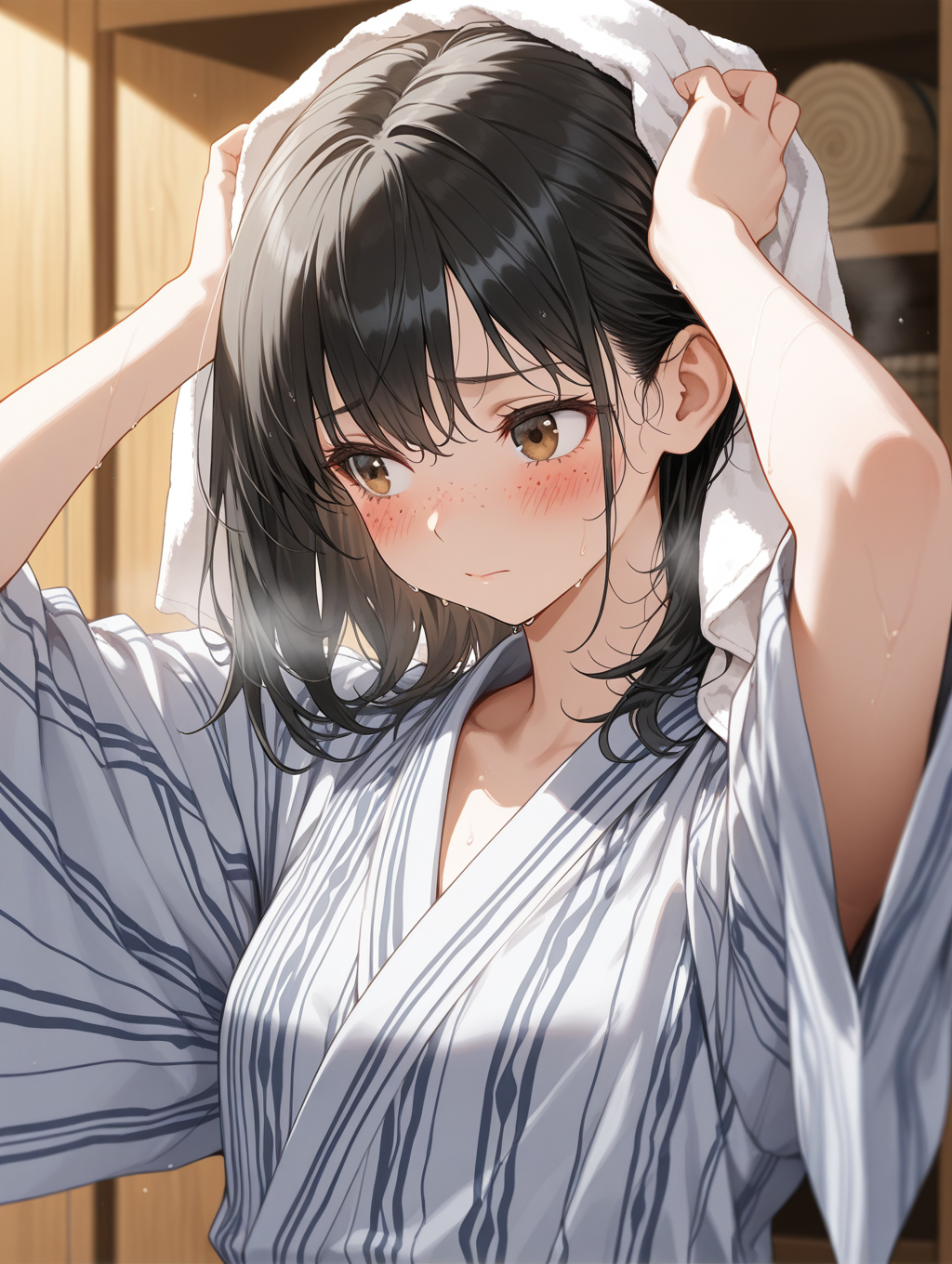 Zaki家のちゃん 温泉上がりに髪を乾かしている〇〇ちゃんシリーズ