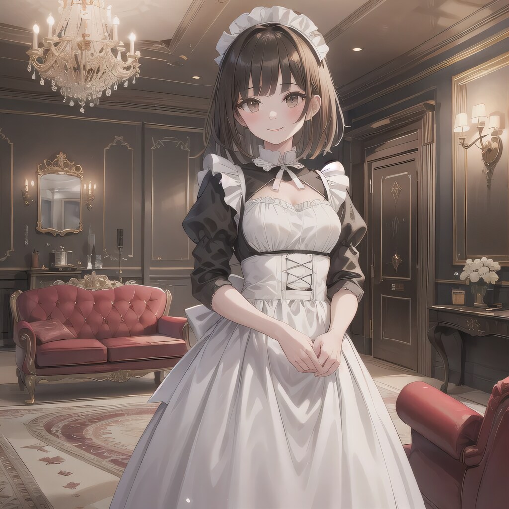 茶髪ボブでメイド服の少女９