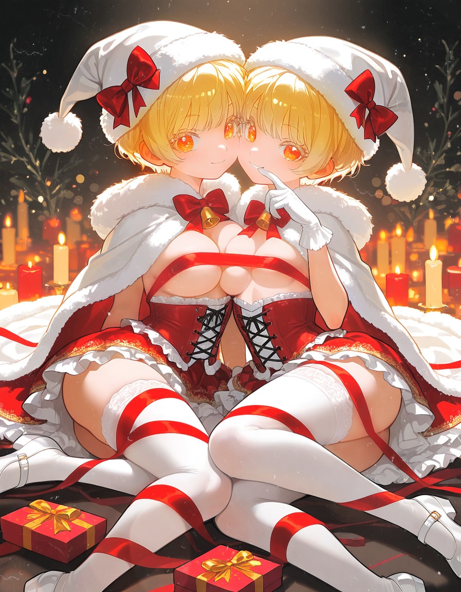 Twin Santa girls