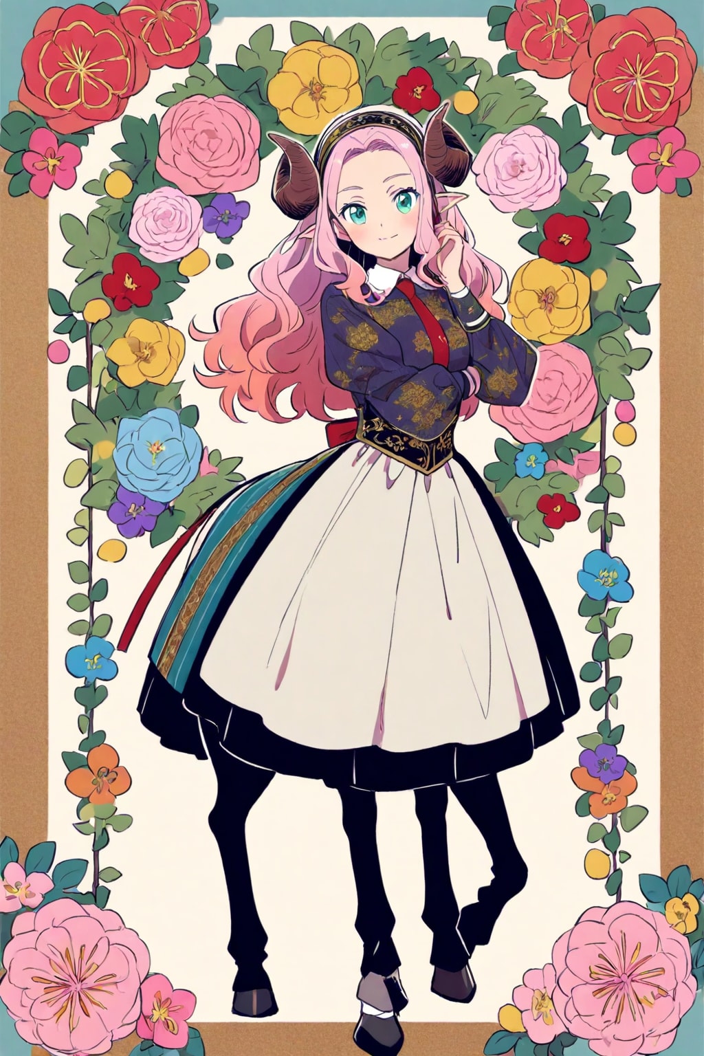 浮世絵風に描いた極めて精細なスタイリッシュな美少女ケンタウロス