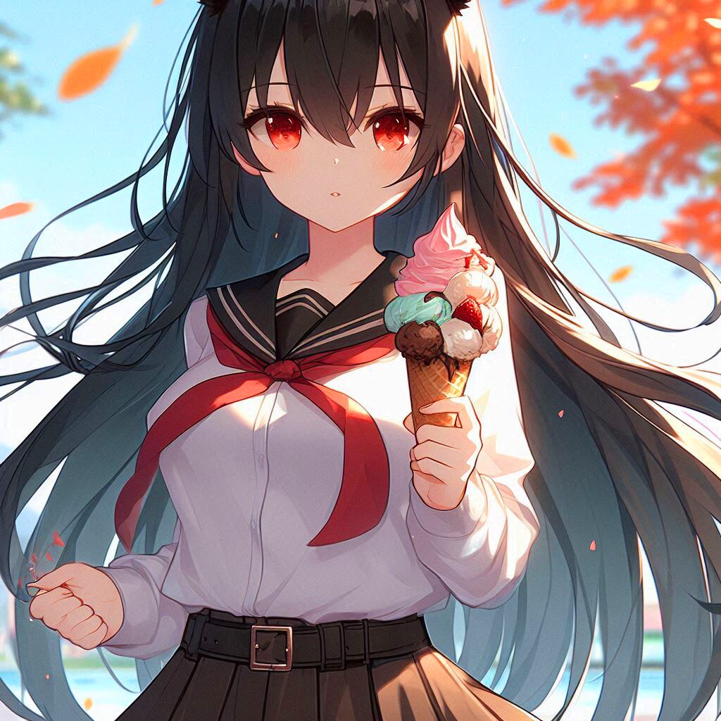 アイスクリームと、黒髪ロング少女＊その２(5枚)