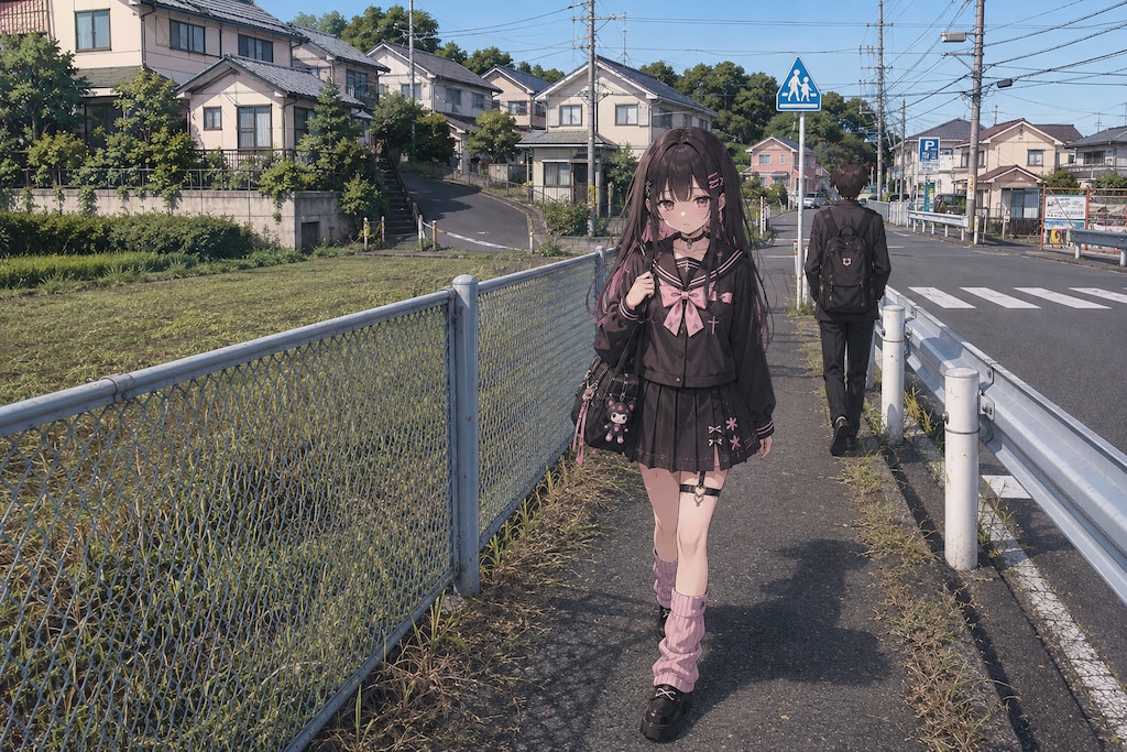現実世界と二次元世界が織り成すイラスト