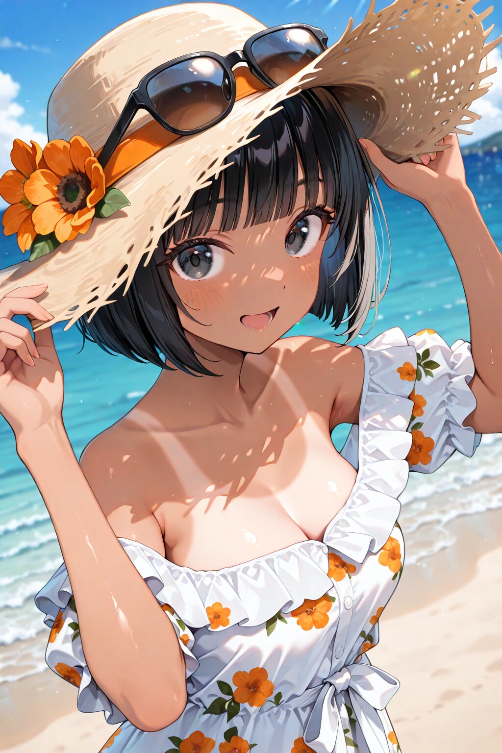 ビーチの日焼け跡娘ちゃん