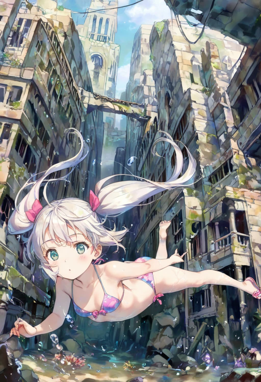 水に沈んだ都市(水彩タッチ)(22)