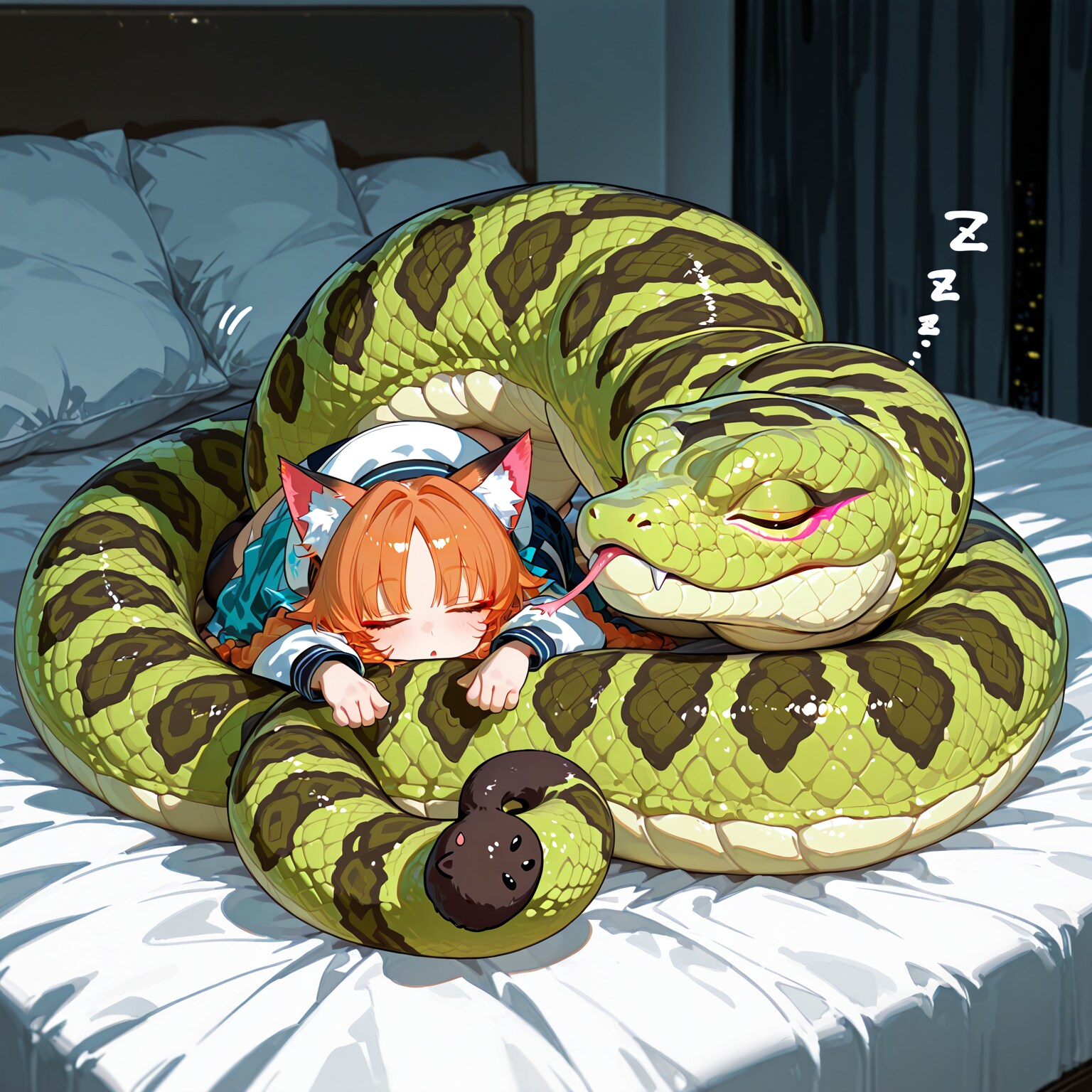 猫が寝込んだアナコンダ | の人気AIイラスト・グラビア