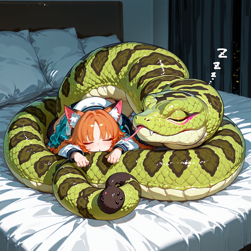 猫が寝込んだアナコンダ