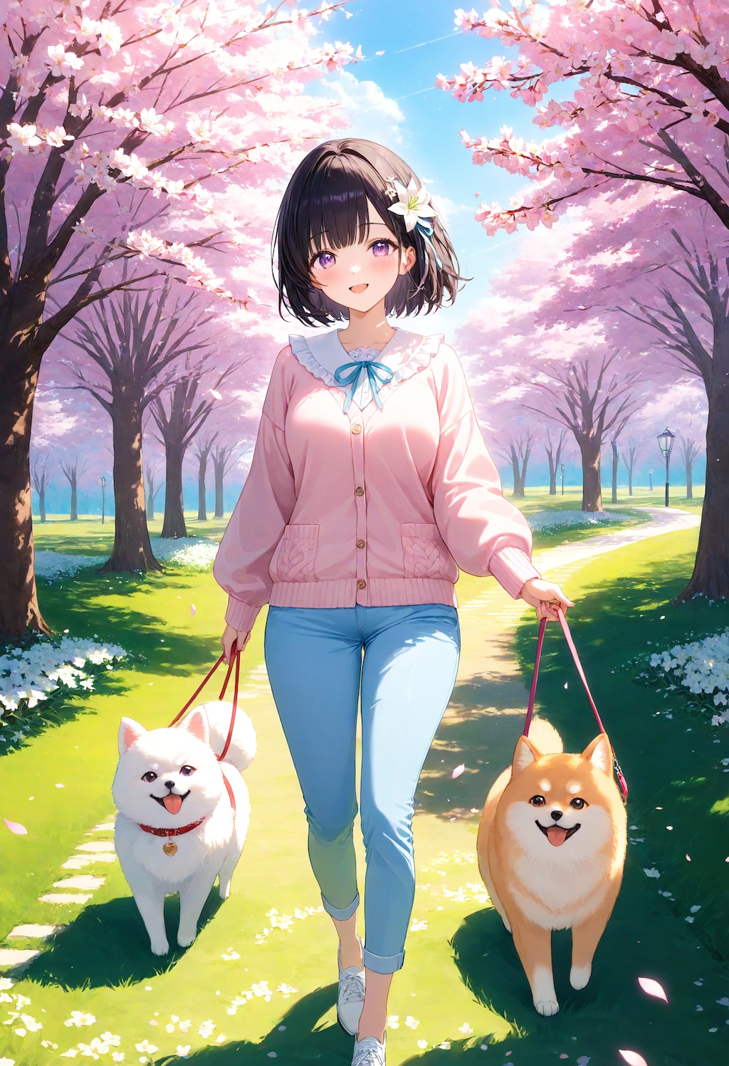 わんちゃんと公園で遊ぶひまり