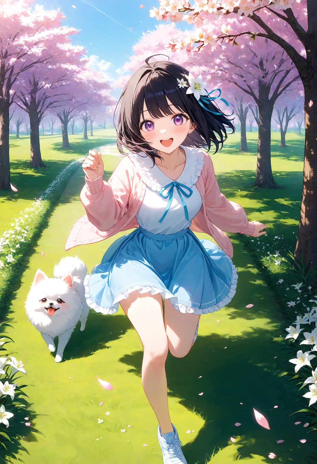 わんちゃんと公園で遊ぶひまり