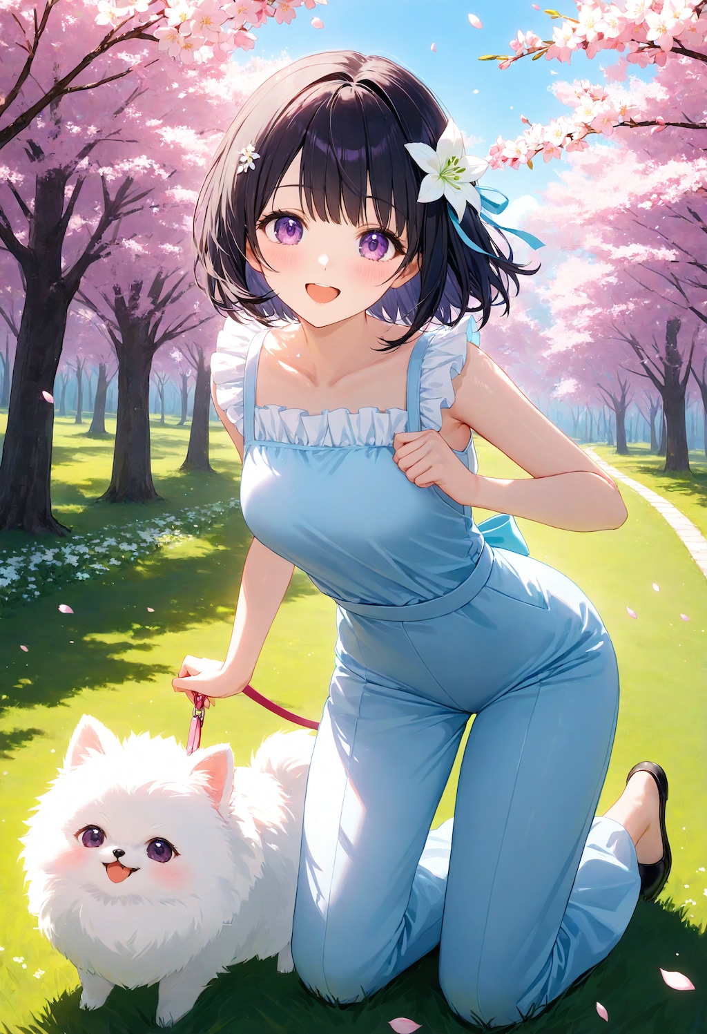 わんちゃんと公園で遊ぶひまり