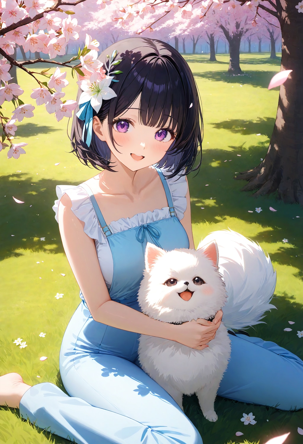 わんちゃんと公園で遊ぶひまり
