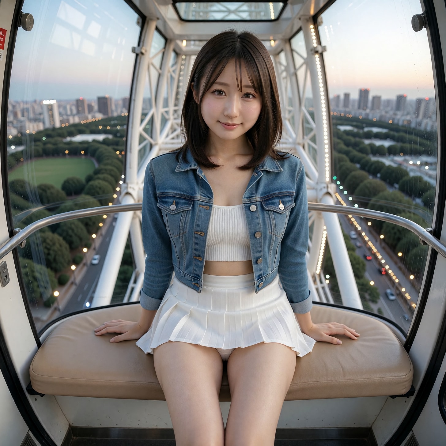 観覧車で対面パンチラ