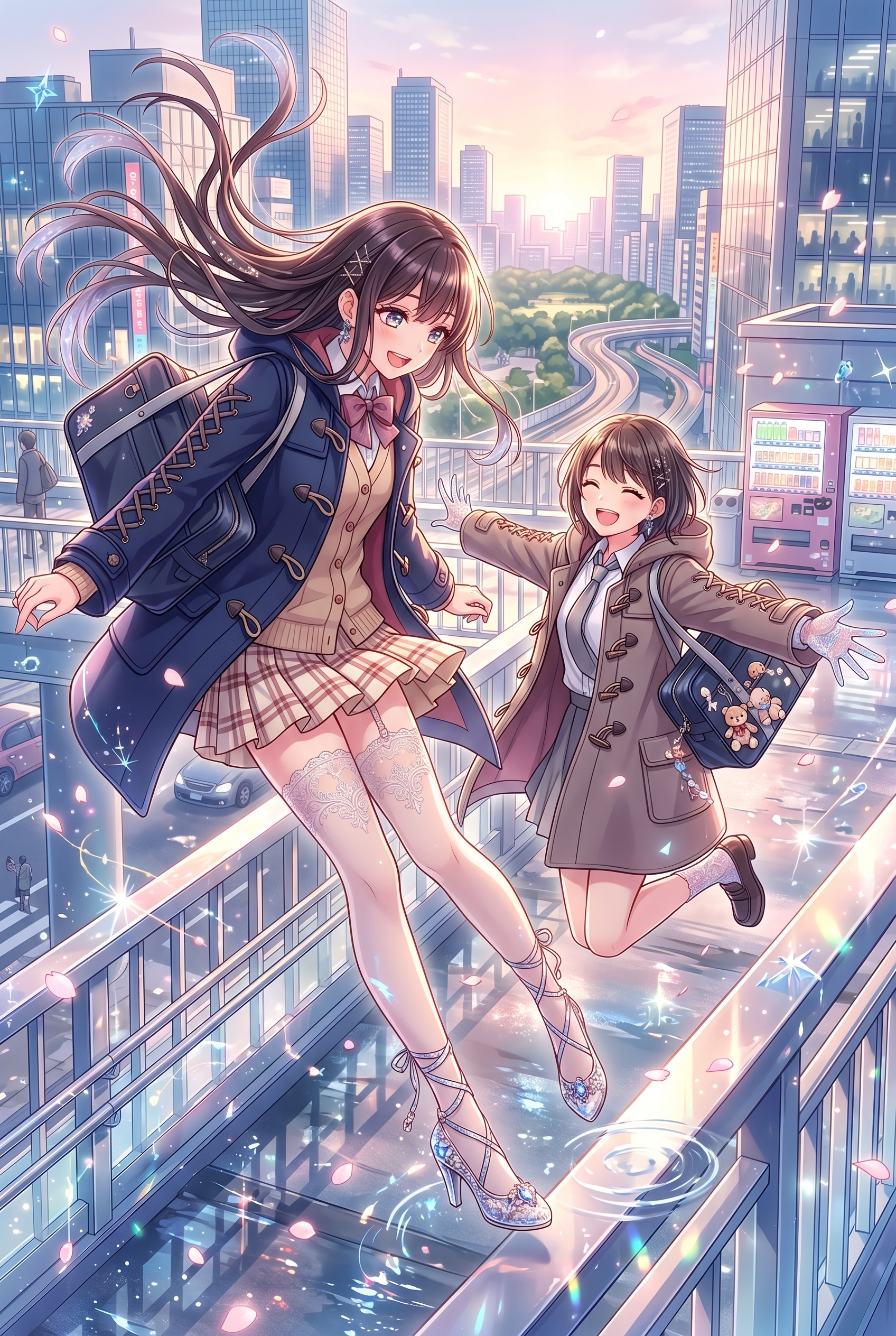 都会の風に揺れる制服の午後 | の人気AIイラスト・グラビア