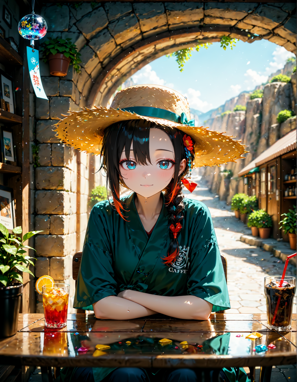 涼しげなカフェ